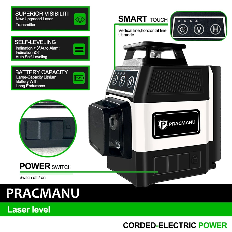 Pracmanu Mini 12 Lines 3D Lase - đánh giá và giá Industrial Laser Level